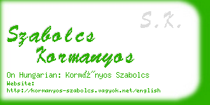 szabolcs kormanyos business card